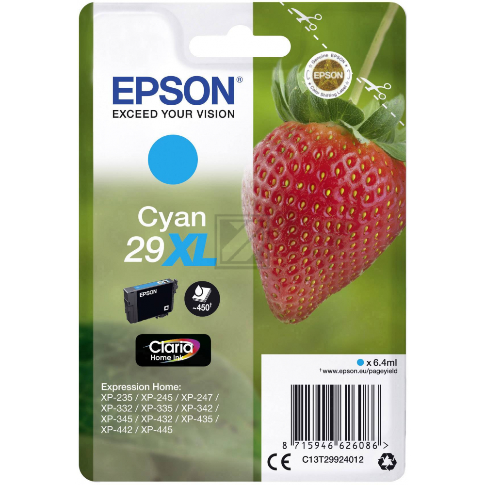Original Epson C13T29924012 / 29XL Tinte cyan