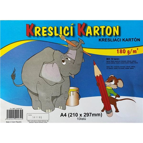 Zeichentafel A4 Farbe, 180g, 10 Blätter, 10 Farben