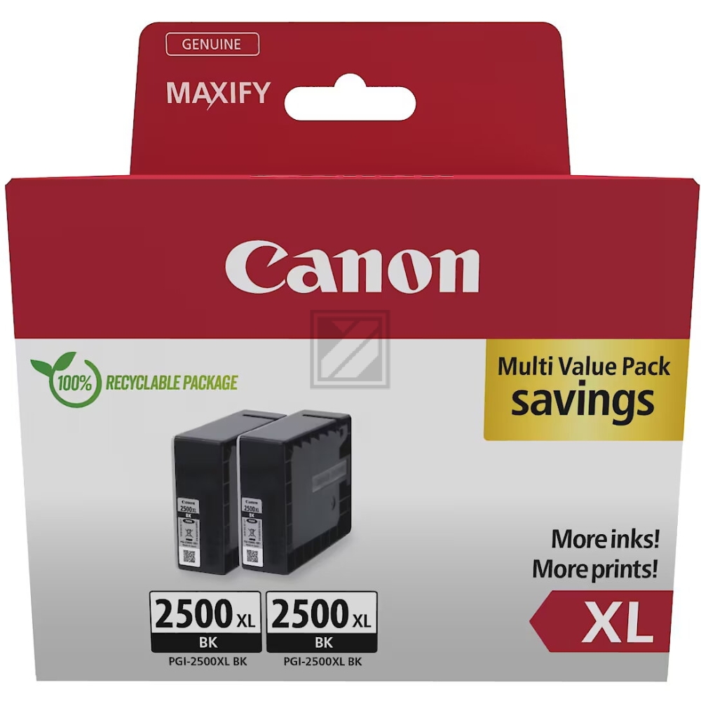 Canon Tintenpatrone 2 x schwarz (9254B011, PGI-2500XLBK)