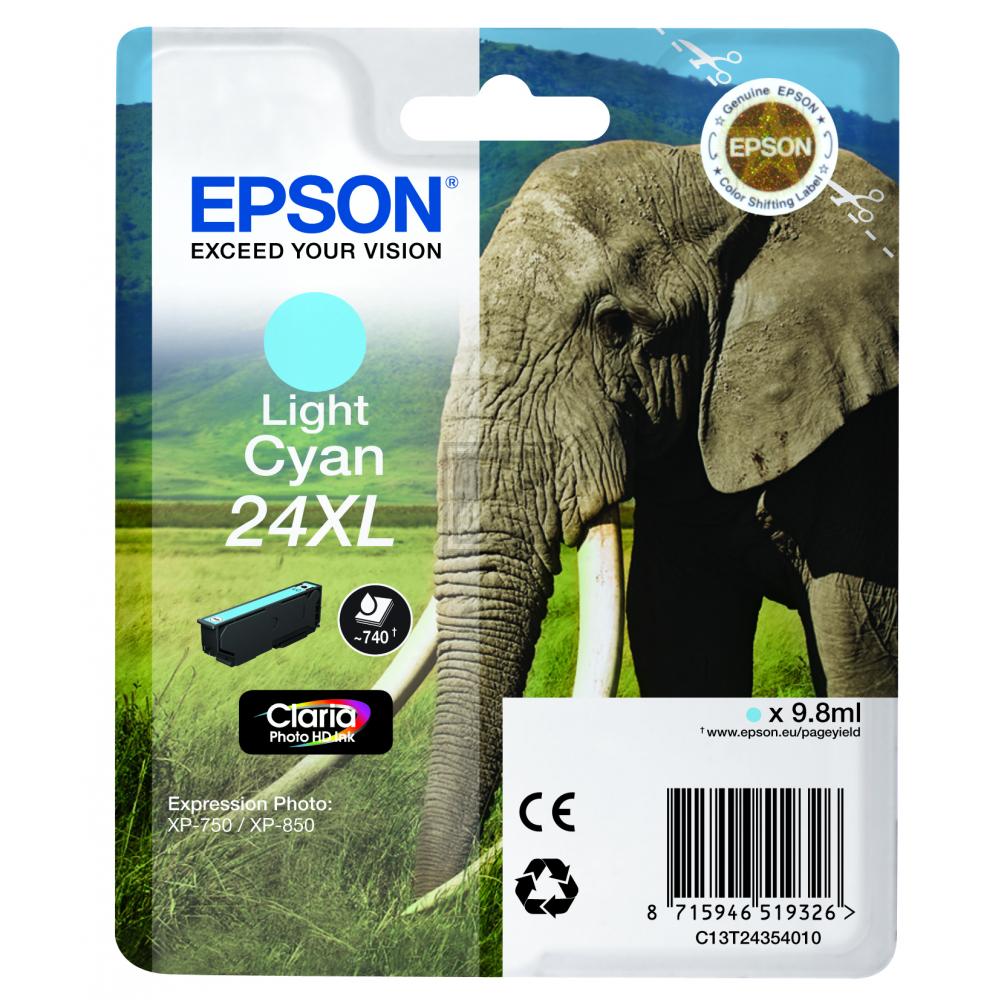 Original Epson C13T24354012 / 24XL Tinte cyan hell Epson Tintenpatrone cyan light HC (C13T24354012, T2435)