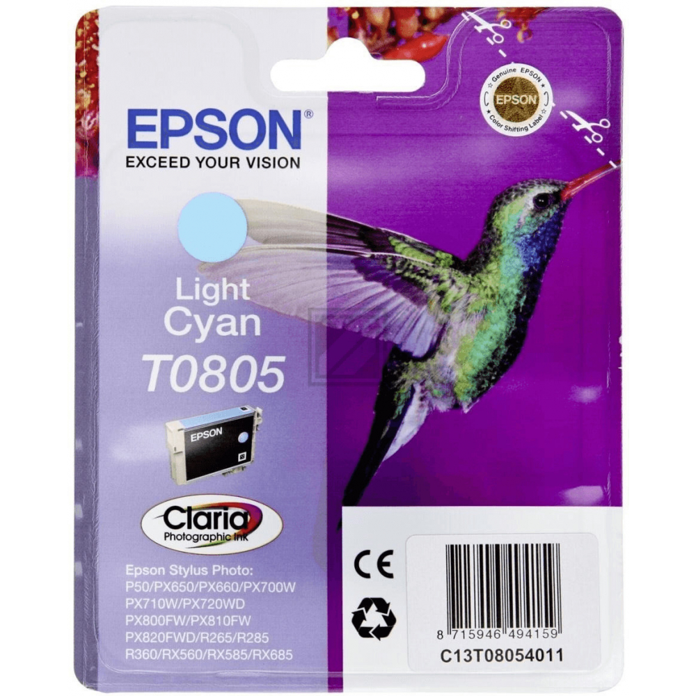 Original Epson C13T08054011 / T0805 Tinte cyan hell