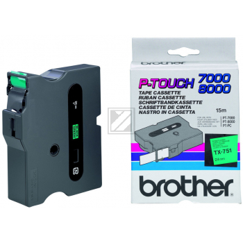 Brother Gloss Laminated Labelling Tape - 24mm, Black/Green