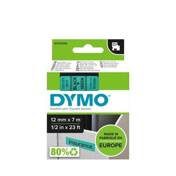 Schriftband D1 45019 grün/sw DYMO S0720590 12mm 7m