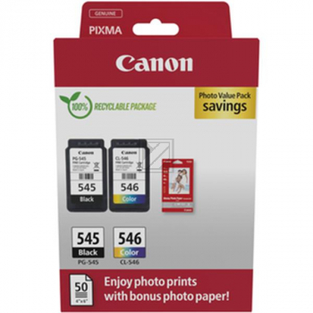 Original Canon 8287B008 / PG-545+CL-546 Tinte schwarz, cyan, magenta, gelb - 2 Stück