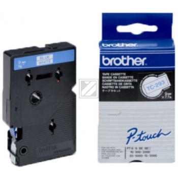 Brother Gloss Laminated Labelling Tape - 9mm, Blue/White