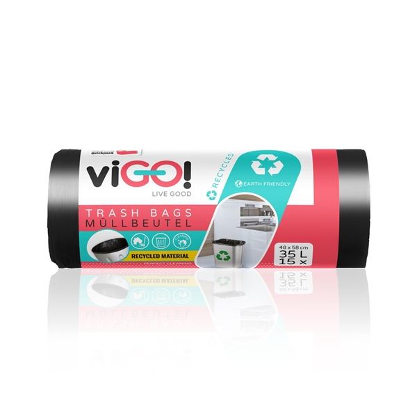 Müllsäcke viGO-schwarz, fest 35l, LPDE, 15St.
