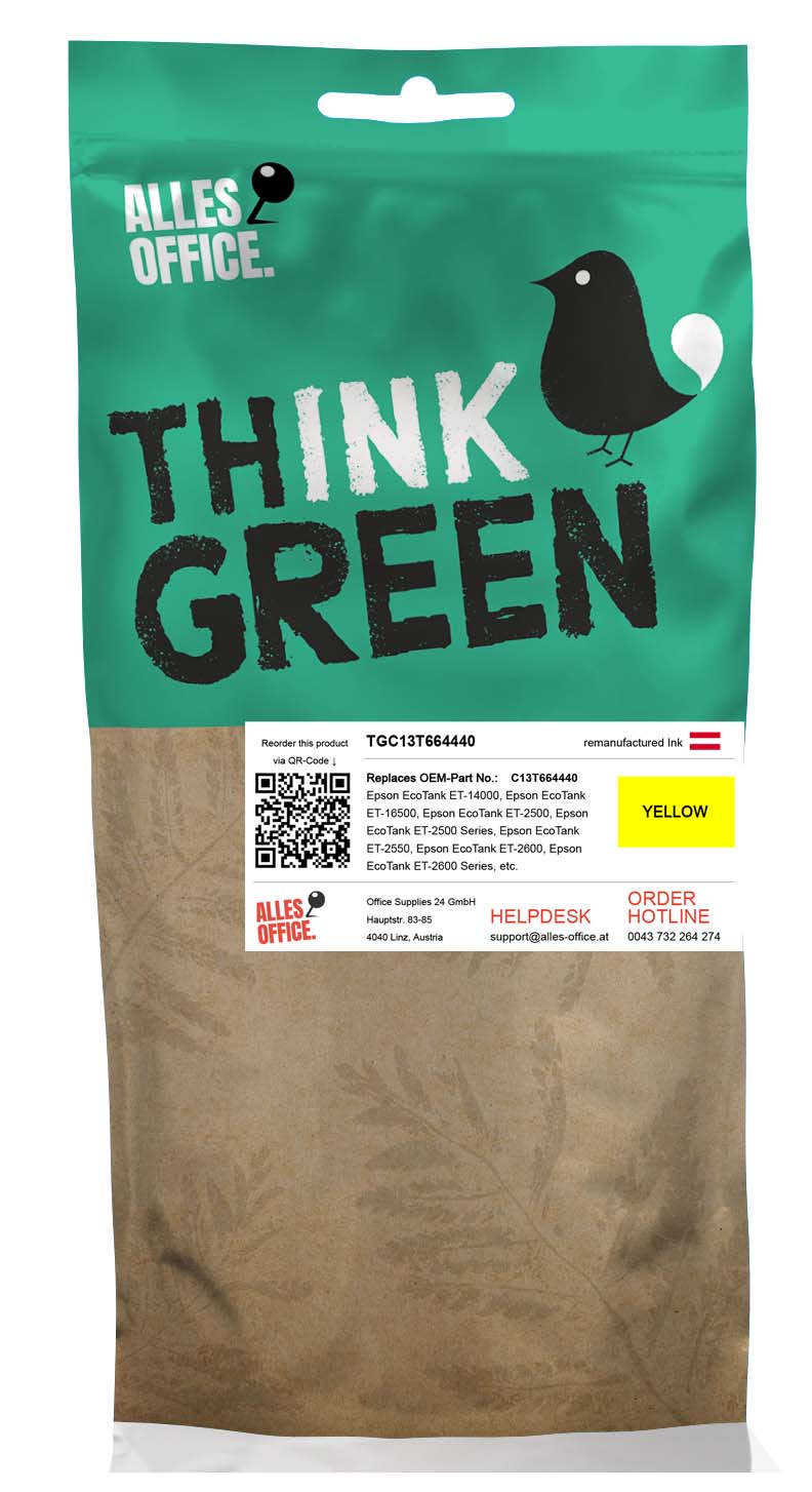 ThinkGreen Epson C13T664440 / 664 Tinte gelb