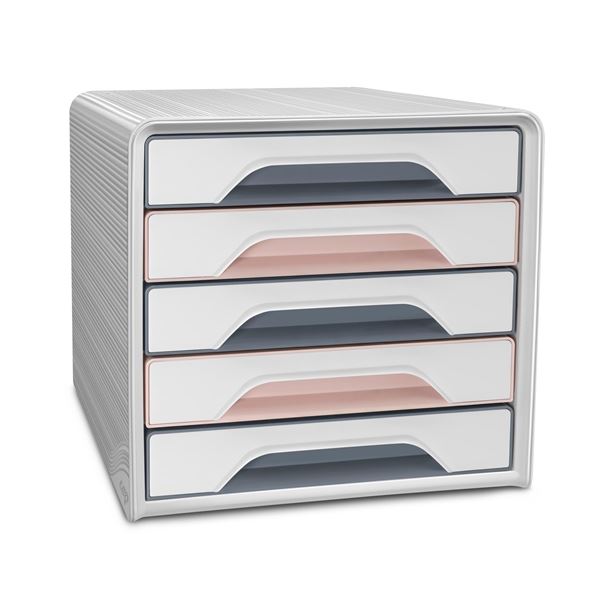 Schubladenbox Cep Mineral, 5 Schubladen, rosa/grau