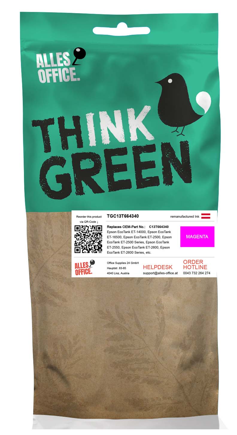 ThinkGreen Epson C13T664340 / 664 Tinte magenta