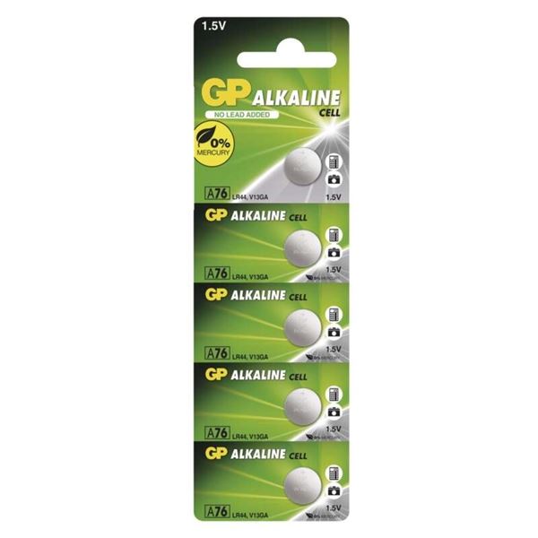 Knof.alkalinebatterien GP - A76F, LR44, 1,5V, 5 Stück