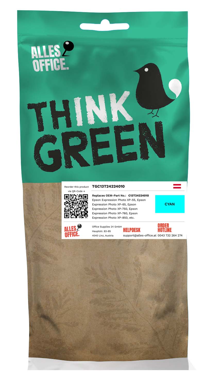 ThinkGreen Epson C13T24224010 / 24 Tinte cyan