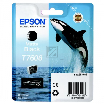 Original Epson C13T76084N10 / T7608 Tinte schwarz matt