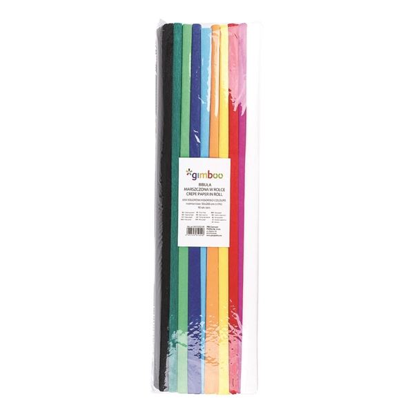Krepppapier Gimboo-Rolle 50x200cm, Farbmix, 10 Stück