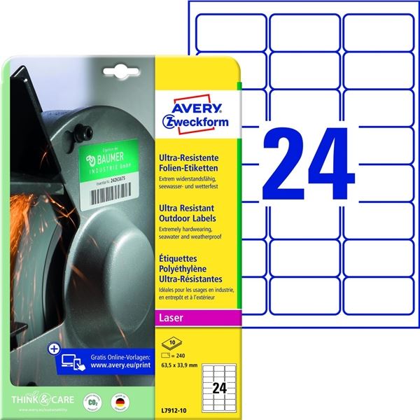 Ultrabeständige Etiketten, 63,5 x 33,9 mm, 240 Stück