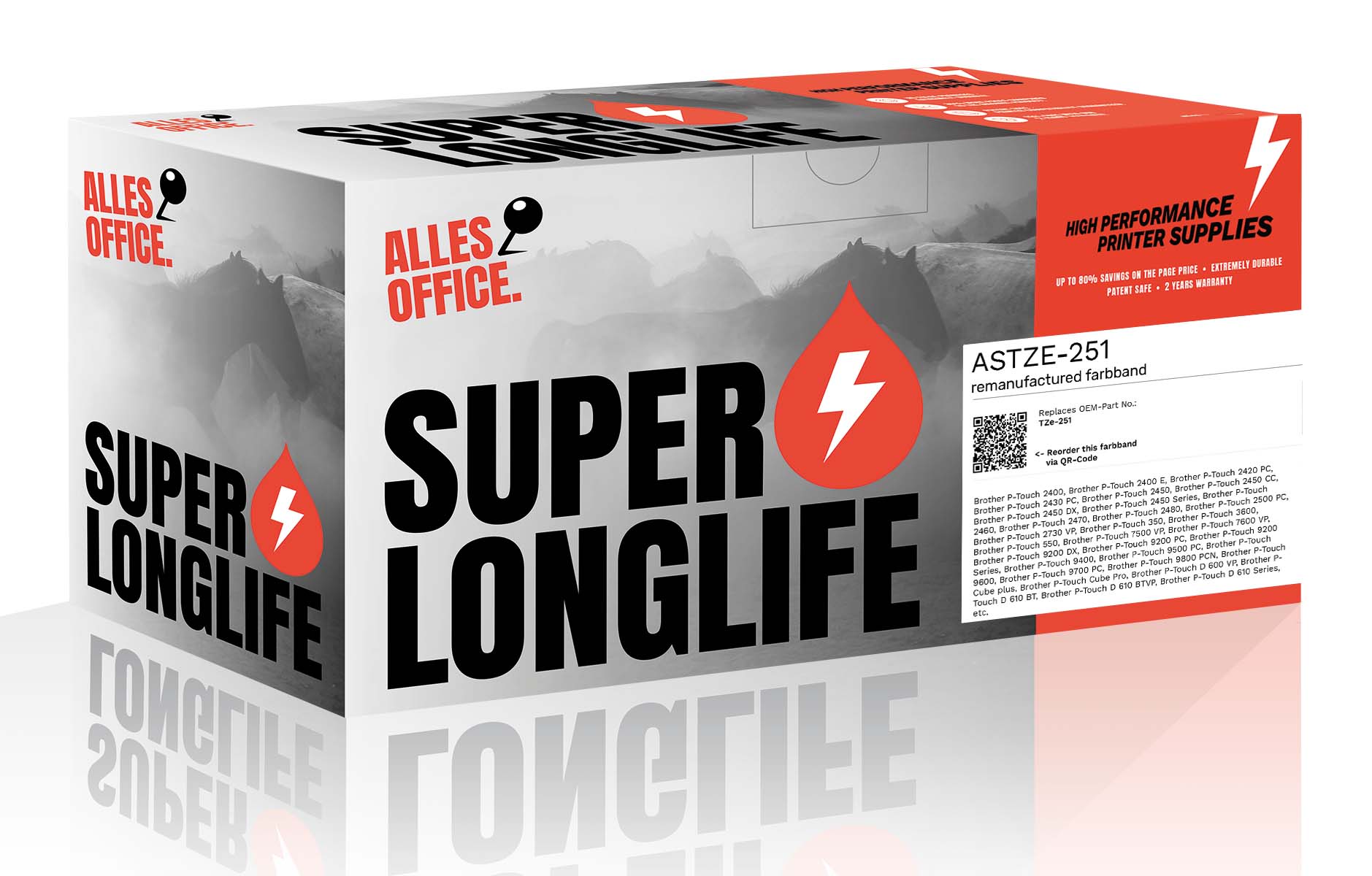 Superlonglife Brother TZe-251 Farbband schwarz weiss