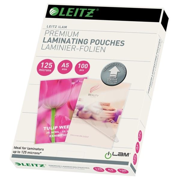 Laminiertaschen Leitz, A5, 2x125 mic, glänzend, 100 Stück