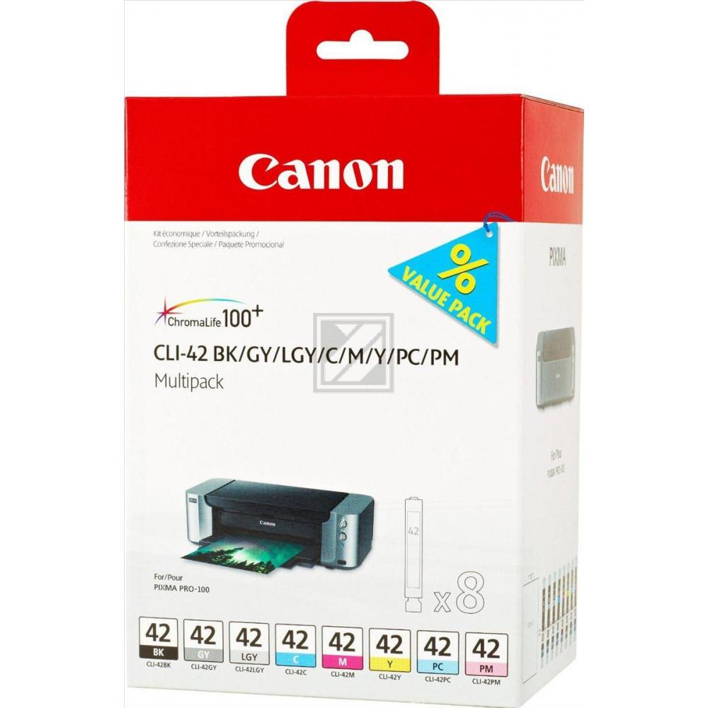 Original Canon 6384B010 / CLI-42 Tinte schwarz, cyan, grau, grau hell, magenta, cyan foto, magenta foto, gelb