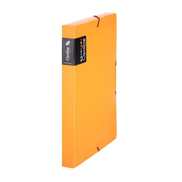 Ordnerbox A4 Opaline Kunststoff, 3 Klappen mit Gummiband, transp.orange
