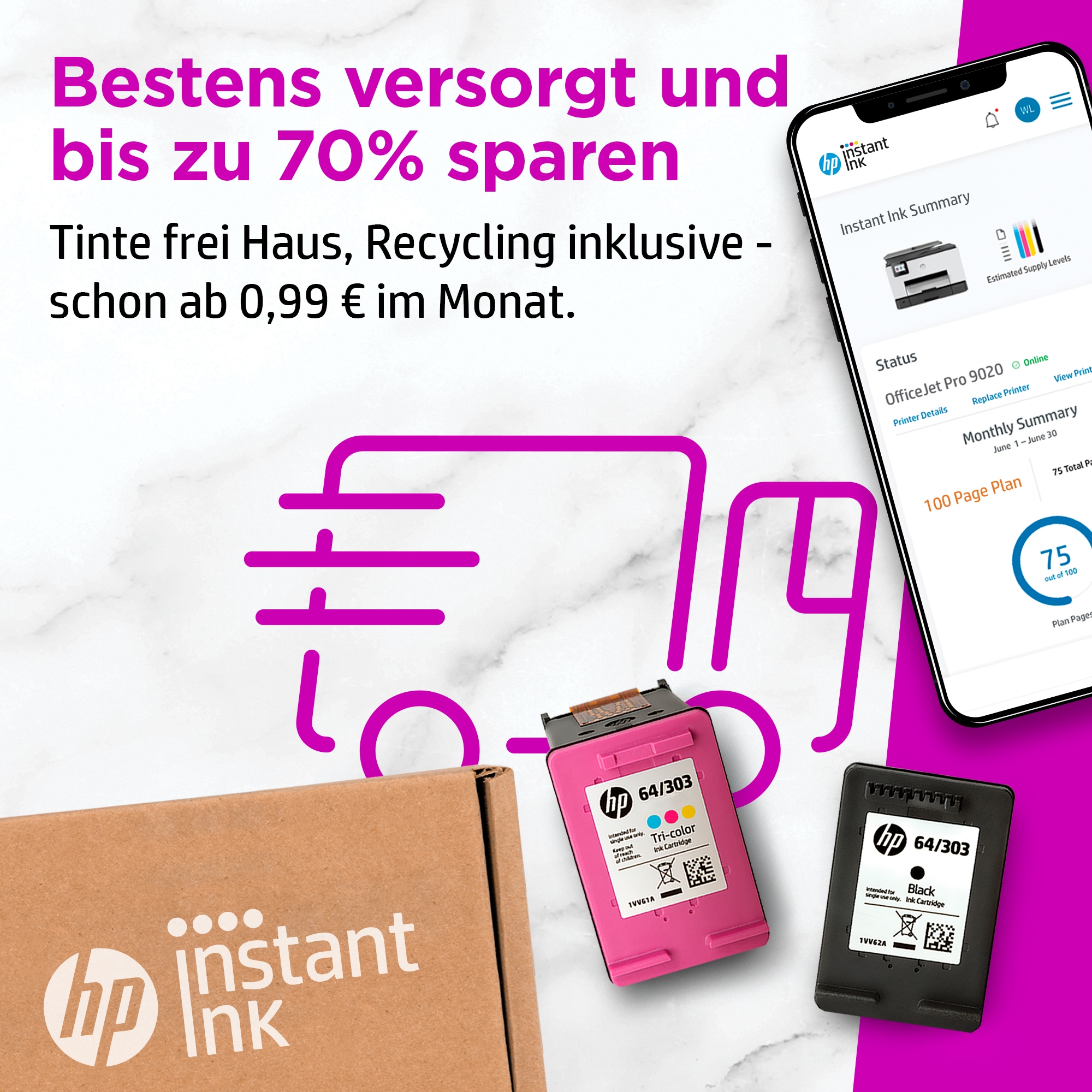 HP DeskJet 2710 Thermal Inkjet A4 4800 x 1200 DPI 7,5 Seiten pro Minute WLAN
