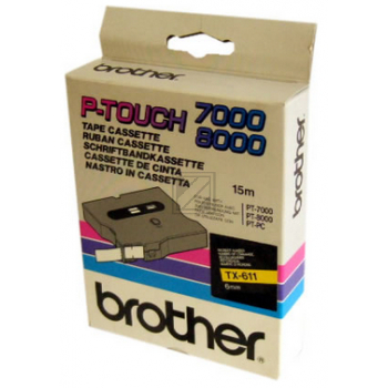 Brother Gloss Laminated Labelling Tape - 6mm, Black/Yellow