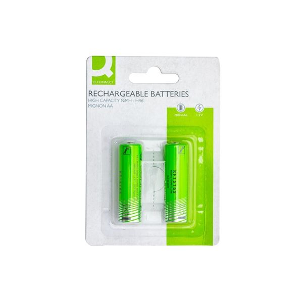 Wiederaufladbare Batterien Q-Connect - AA,2 600 mAh,2 Stück