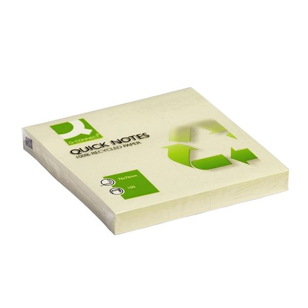 Recycelter Q-Connect Notizblock 76 × 76 mm, gelb