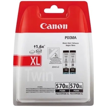 Canon Tintenpatrone 2 x photo schwarz HC (0318C007, PGI-570XLPGBK)