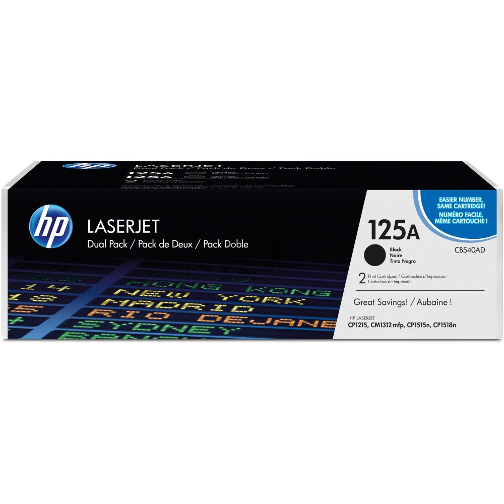 Original HP CB540AD / 125A Toner schwarz HP Toner-Kartusche 2 x schwarz (CB540AD, 125AD)
