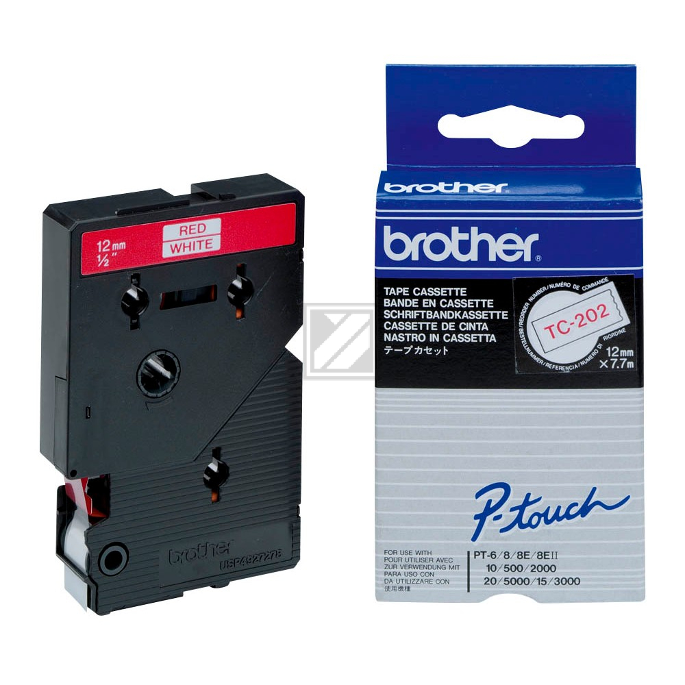 Brother Schriftband 12mm Brother Schriftbandkassette rot/weiß (TC-202)