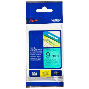 Test Brother Schriftbandkassette schwarz/grün (TZE-721)