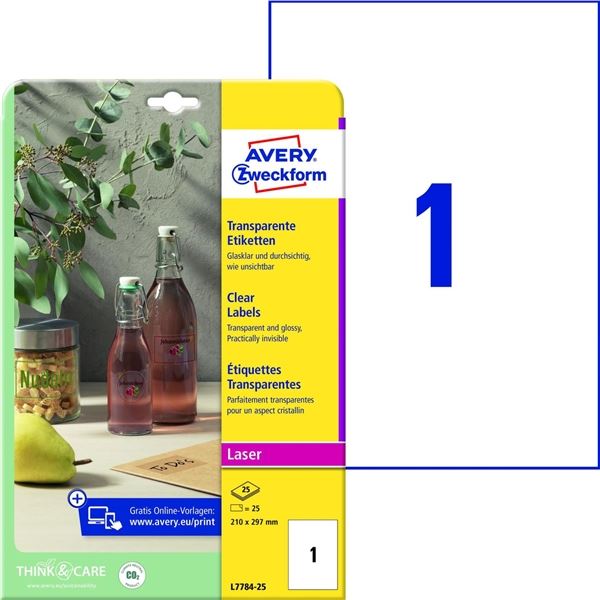 Glasklare Etiketten, 210 x 297 mm, 25 Stück