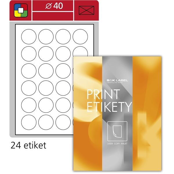 Runde Etiketten S&amp;K Label-weiß, Durchmesser 40mm, 2400 Stück