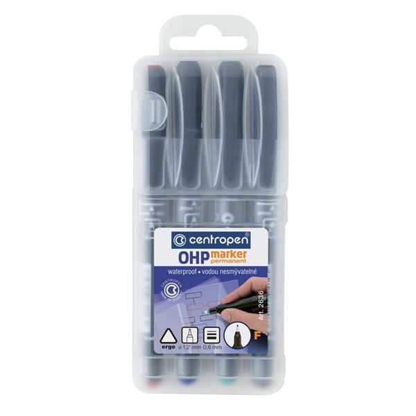 Marker OHP permanent Centropen 2636 F, 0,6 mm, Satz mit 4 Farben