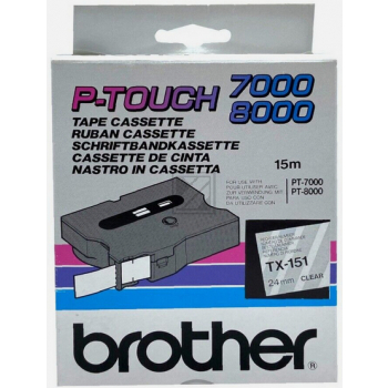 Brother Gloss Laminated Labelling Tape - 24mm, Black/Clear