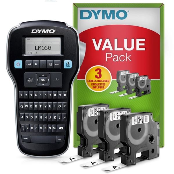 Etikettierer Dymo LM 160 + 3 Stück D1-Band, 12 mm
