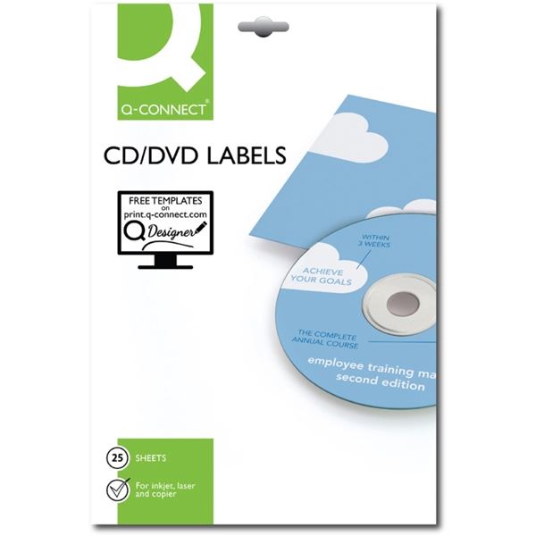 CD/DVD-Etiketten ø 117 mm, Connect A4, 2 x 25 Stück