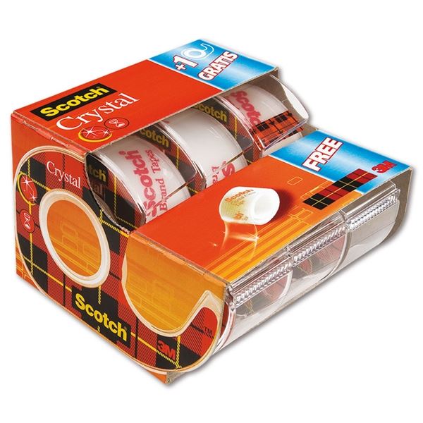 Scotch Crystal Klebeband mit Abwickler, 2+1frei