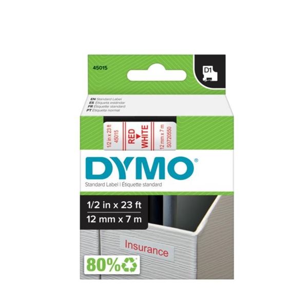 Schriftband D1 45015 weiß/rot DYMO S0720550 12mm 7m