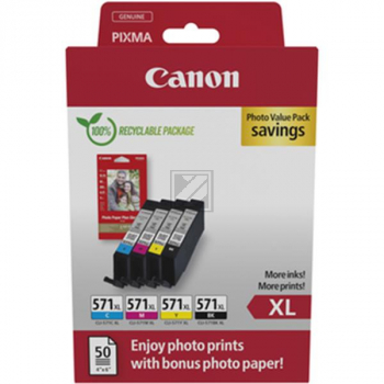 Original Canon 0332C006 / CLI-571XL Tinte schwarz, cyan, magenta, gelb - 4 Stück