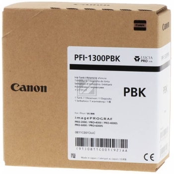Original Canon 0811C001 / PFI-1300PBK Tinte schwarz hell Canon Tintenpatrone photo schwarz (0811C001, PFI-1300PBK)