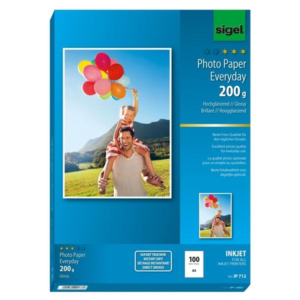 Sigel A4 Fotopapier, 200g/m2, glänzend, 100 Blatt