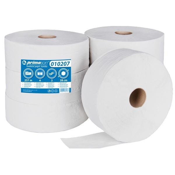 ///6 St/// Toilettenpapier Jumbo, 2-lagig, Rolle ø 28 cm, weiß recycelt