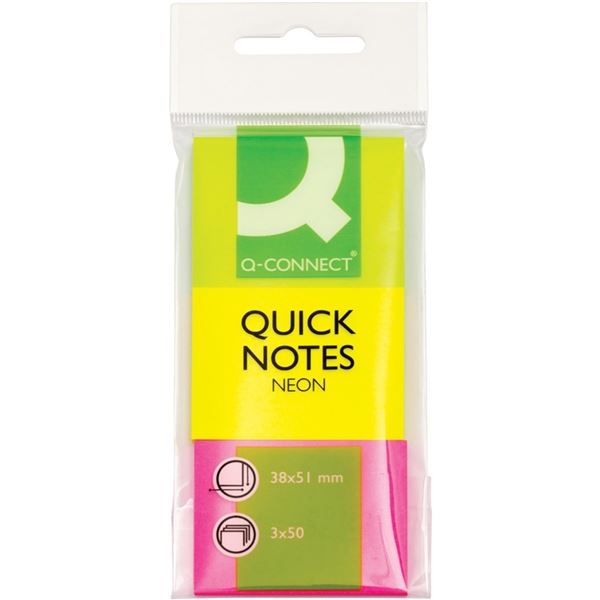 Selbstklebeblock Connect 38 x 51 mm, 3 x 50 Blatt, Neonfarben