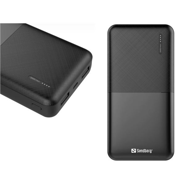 Powerbank Sandberg Saver - 20000mAh,2xUSB-A,schwarz