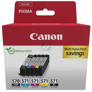Original Canon 0372C006 / PGI-570CLI-571 Tinte schwarz, cyan, magenta, gelb - 5 Stück
