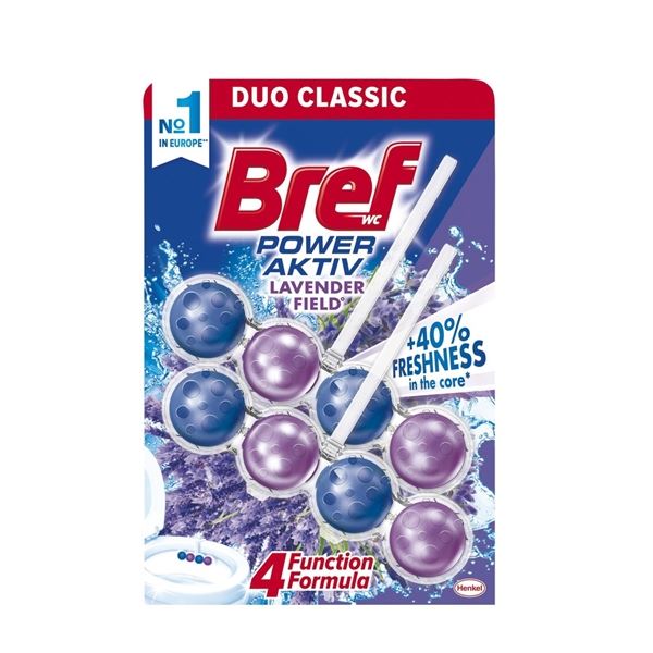 Toilettenstein Bref Power Aktiv, Lavendelfeld, 2x 50g
