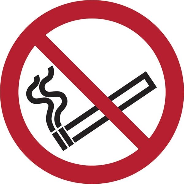 Sicherheitsselbstklebeetikett "NO SMOKING", 20 x 20 cm