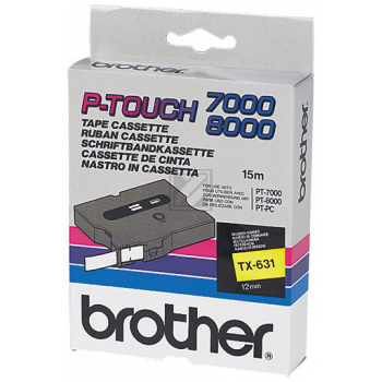Brother TX-631 Schwarz auf gelb Label Etikette