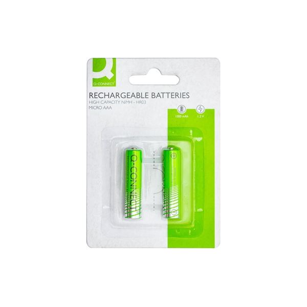 Wiederaufladbare Batterien Q-Connect - AAA,1 000 mAh,2 Stück