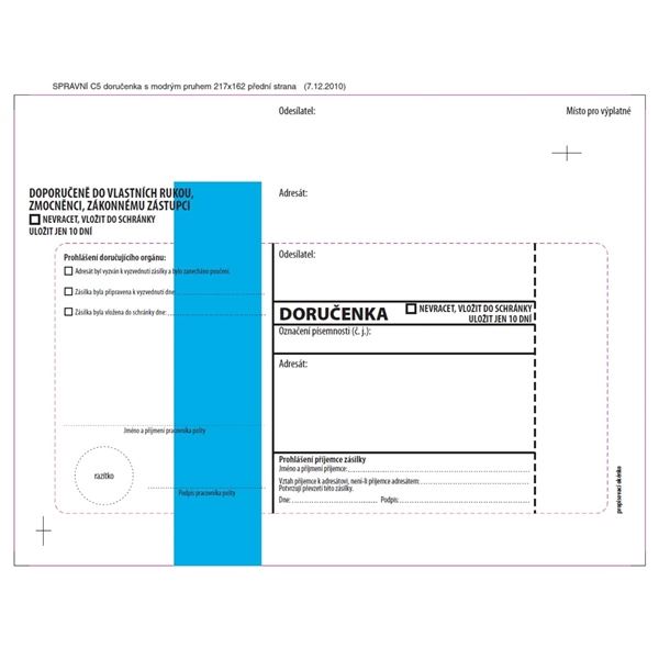 Lieferscheine C5-blau Durchmesser, rechte Größe, Abdeckstreifen, 100 Stück.